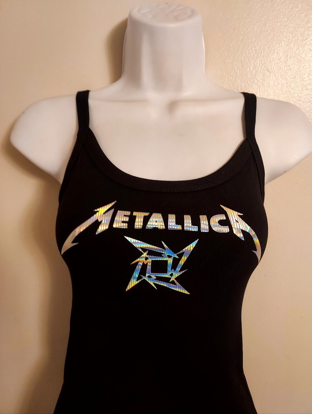 Metallica M Ninja Star tank top  vintage logo Metallica crop top Holographic Shi